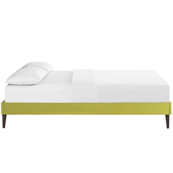 Sharon King Fabric Bed Frame with Squared Tapered Legs in Wheatgrass