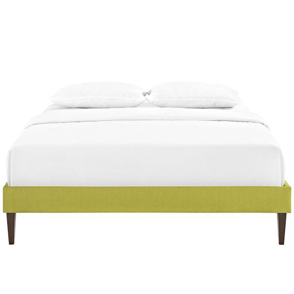 Sharon King Fabric Bed Frame with Squared Tapered Legs in Wheatgrass