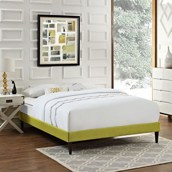 Sharon King Fabric Bed Frame with Squared Tapered Legs in Wheatgrass