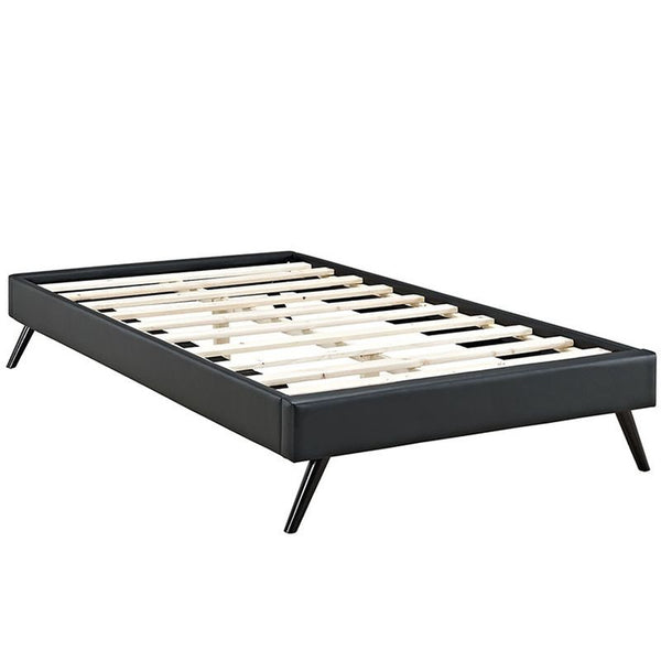 Helen Twin Vinyl Bed Frame with Round Splayed Legs in Black