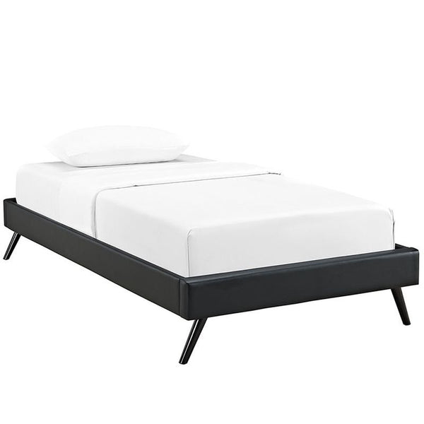 Helen Twin Vinyl Bed Frame with Round Splayed Legs in Black