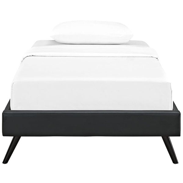 Helen Twin Vinyl Bed Frame with Round Splayed Legs in Black