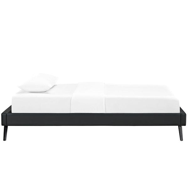 Helen Twin Vinyl Bed Frame with Round Splayed Legs in Black