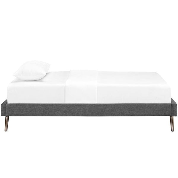 Helen Twin Fabric Bed Frame with Round Splayed Legs in Gray