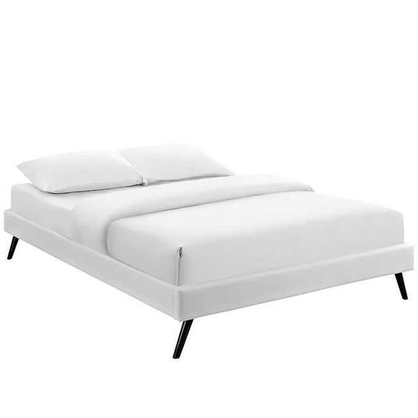 Helen Full Vinyl Bed Frame with Round Splayed Legs in White