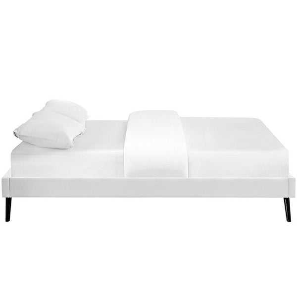 Helen Full Vinyl Bed Frame with Round Splayed Legs in White