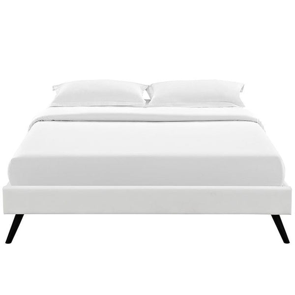 Helen Full Vinyl Bed Frame with Round Splayed Legs in White