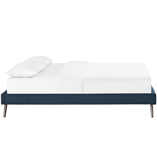 Helen Full Fabric Bed Frame with Round Splayed Legs in Azure