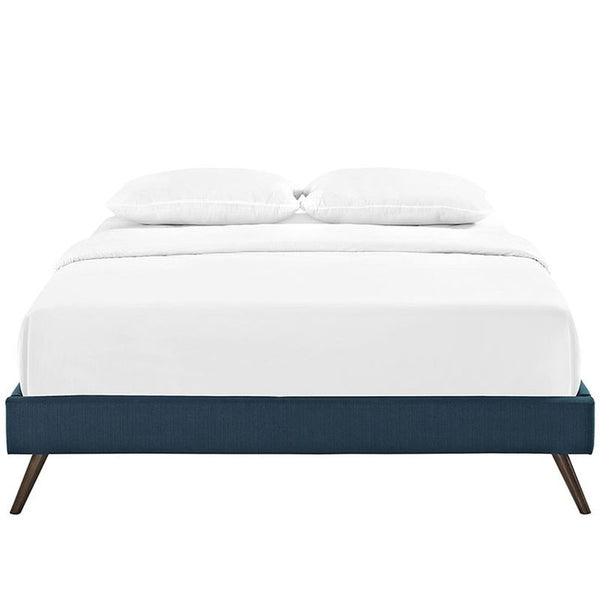 Helen Full Fabric Bed Frame with Round Splayed Legs in Azure