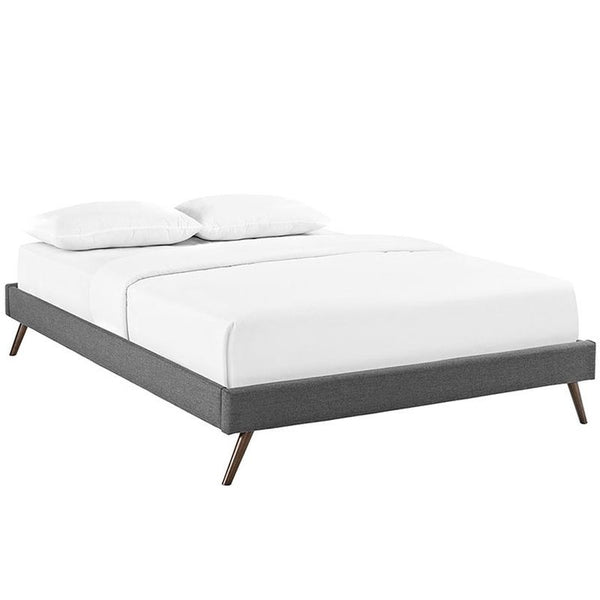 Helen Full Fabric Bed Frame with Round Splayed Legs in Gray