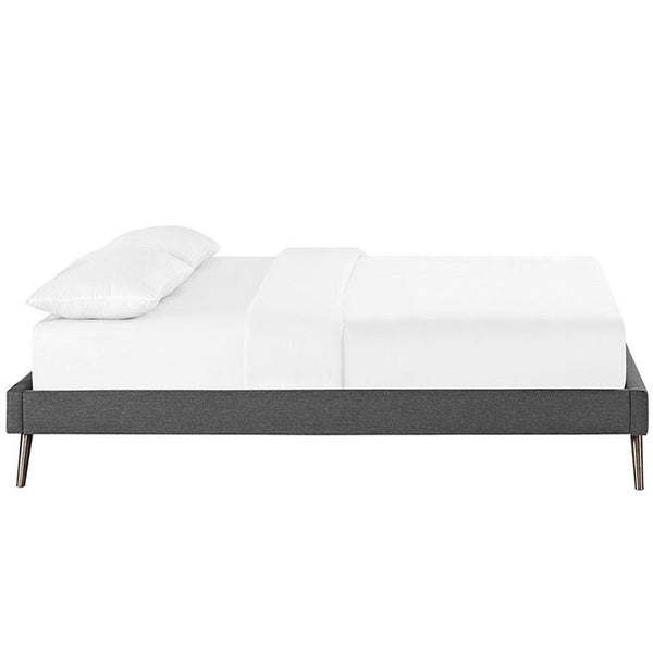 Helen Full Fabric Bed Frame with Round Splayed Legs in Gray