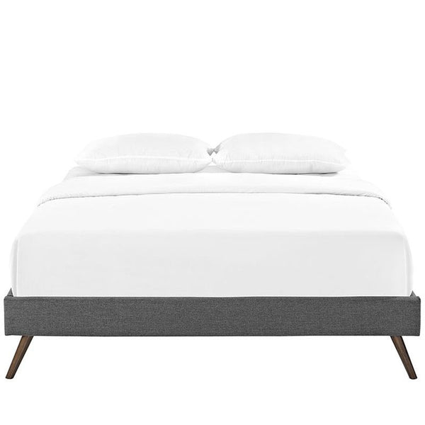 Helen Full Fabric Bed Frame with Round Splayed Legs in Gray