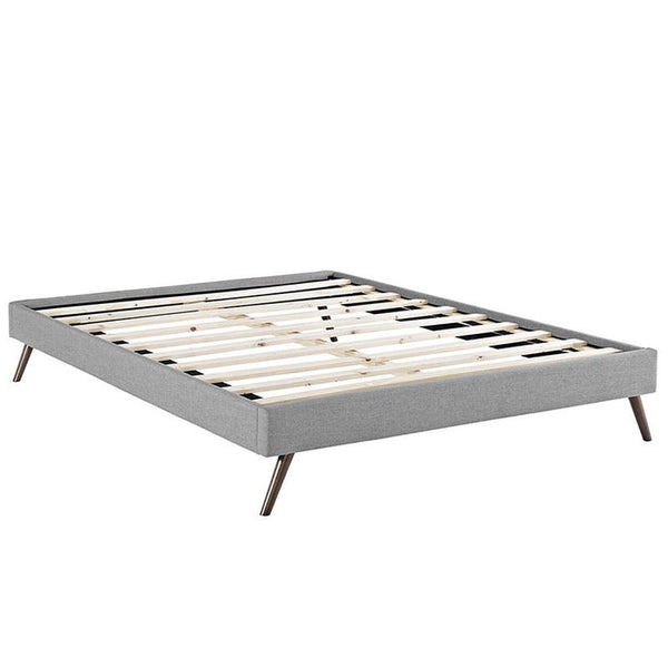 Helen Queen Fabric Bed Frame with Round Splayed Legs in Light Gray