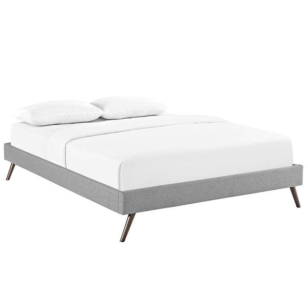 Helen Queen Fabric Bed Frame with Round Splayed Legs in Light Gray