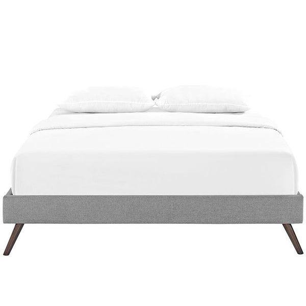 Helen Queen Fabric Bed Frame with Round Splayed Legs in Light Gray