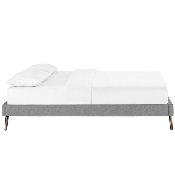 Helen Queen Fabric Bed Frame with Round Splayed Legs in Light Gray