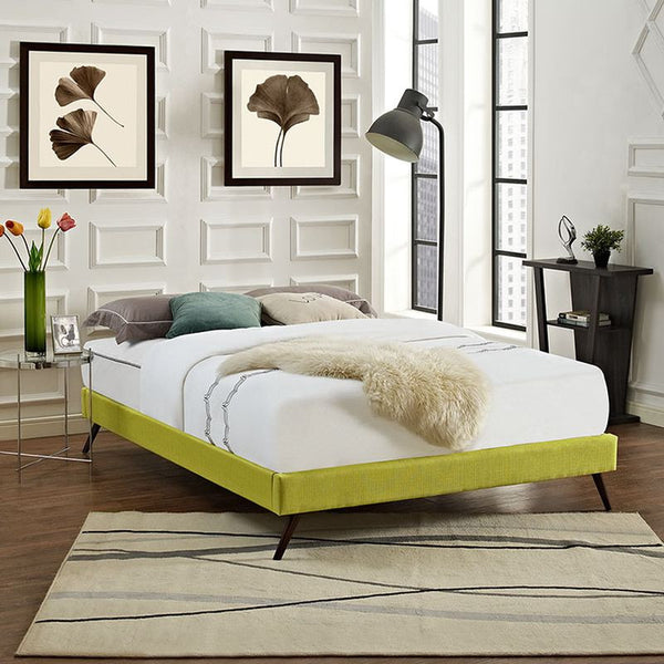 Helen Queen Fabric Bed Frame with Round Splayed Legs in Wheatgrass