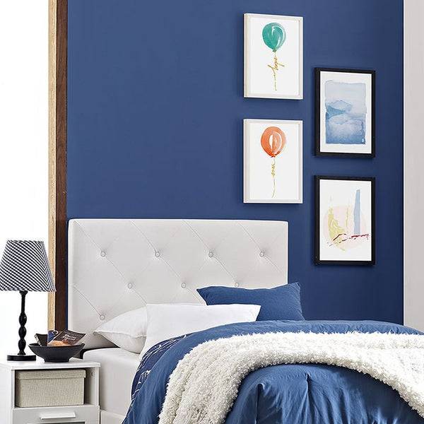 Terisa Twin Vinyl Headboard in White