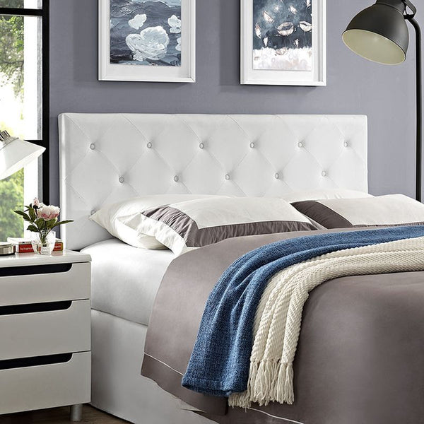 Terisa Queen Vinyl Headboard in White