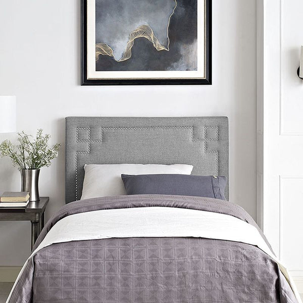 Josie Twin Fabric Headboard in Light Gray