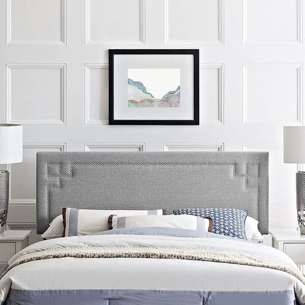 Josie Queen Fabric Headboard in Light Gray