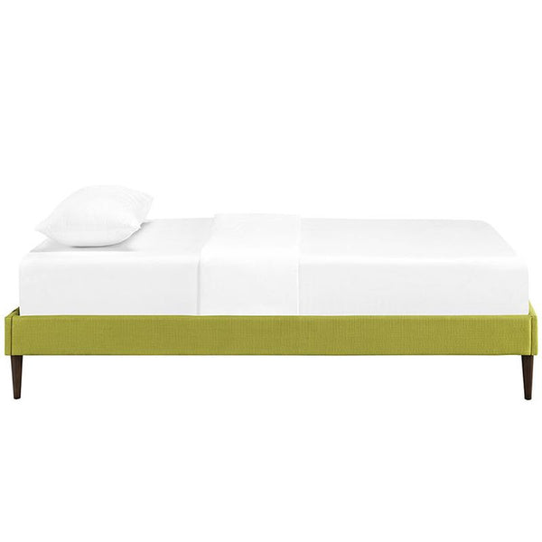 Sherry Twin Fabric Bed Frame with Round Tapered Legs in Wheatgrass