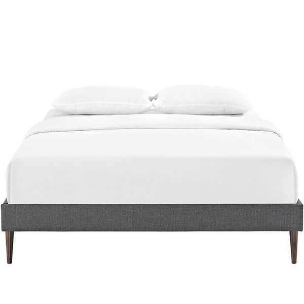 Sherry Full Fabric Bed Frame with Round Tapered Legs in Gray