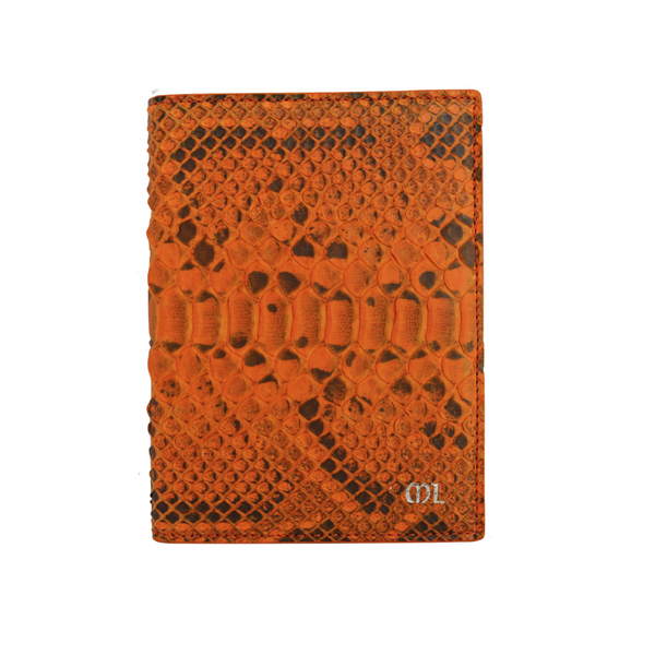Orange Snakeskin Passport Holder