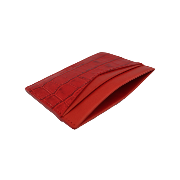 Red Croc Embossed Card Holder