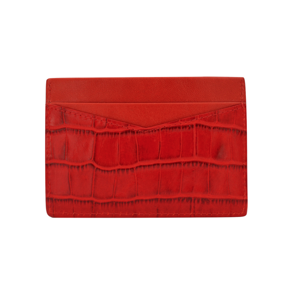 Red Croc Embossed Card Holder