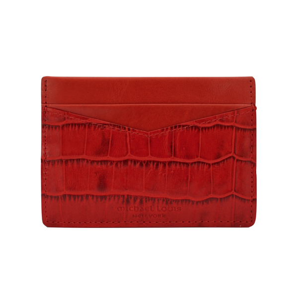 Red Croc Embossed Card Holder