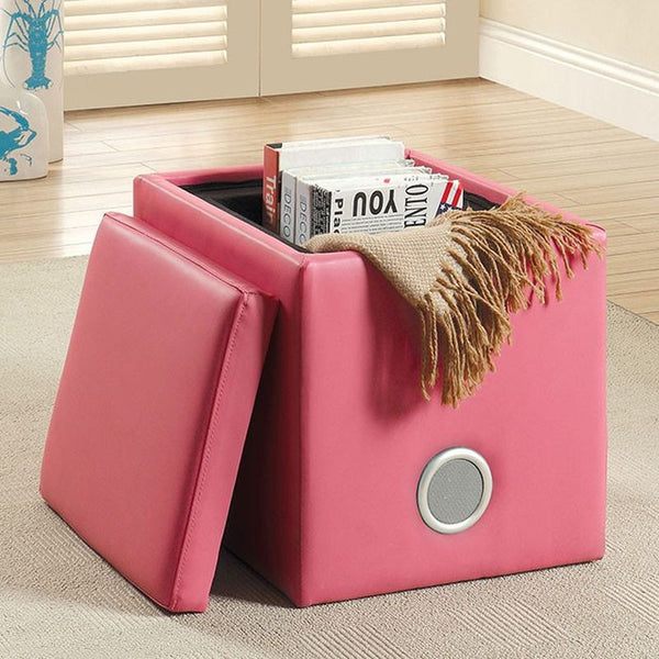 Rythmo Pink Leatherette Speaker Ottoman