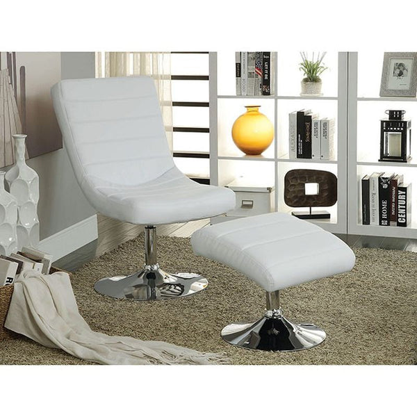 Valerie White Lounge Chair w/ Ottoman