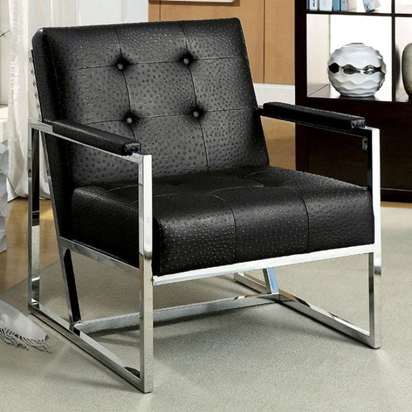 Estridge Chair, Black Ostrich Leatherette