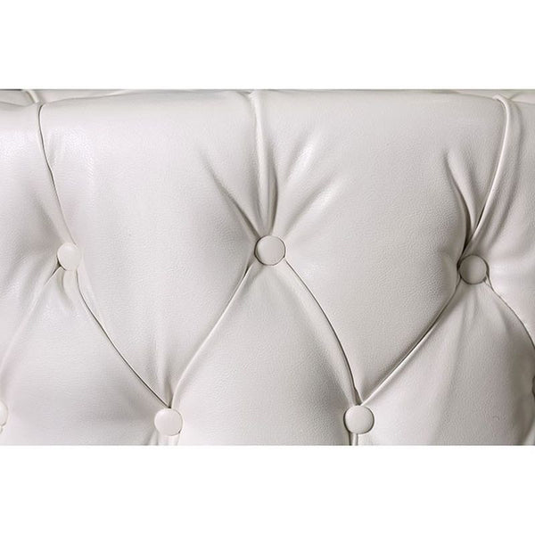Latoya White Round Ottoman