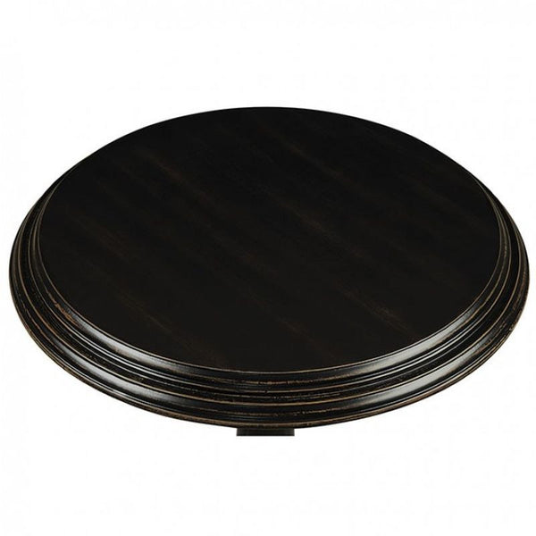 Saira Round Accent Table, Antique Black