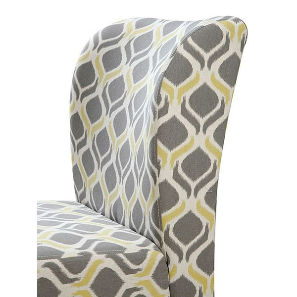 Prue Yellow/Gray Ogee Pattern Accent Chair