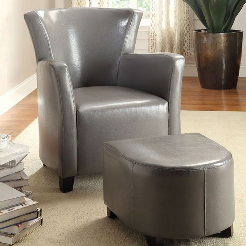 Half Moon Bay Mahogany Red Accent Chair w/ Ottoman