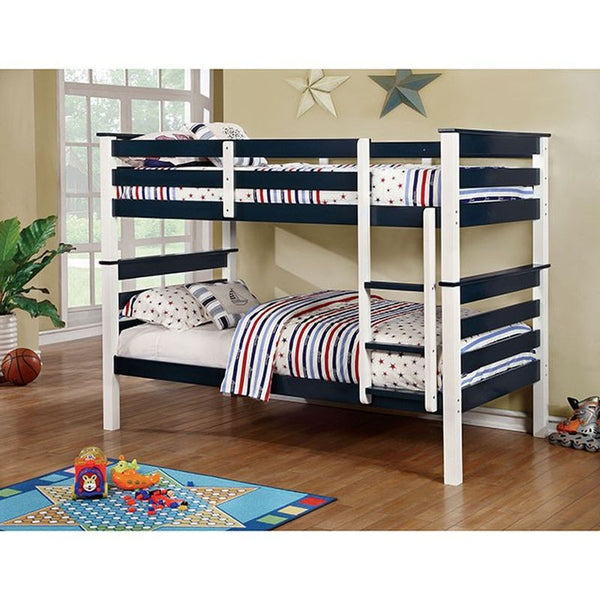 Lorren Blue/White Twin/Twin Bunk Bed Bunk Bed