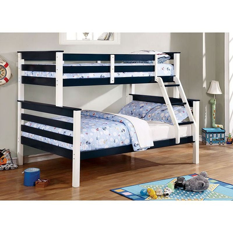 Lorren Blue/White Twin/Full Bunk Bed Bunk Bed