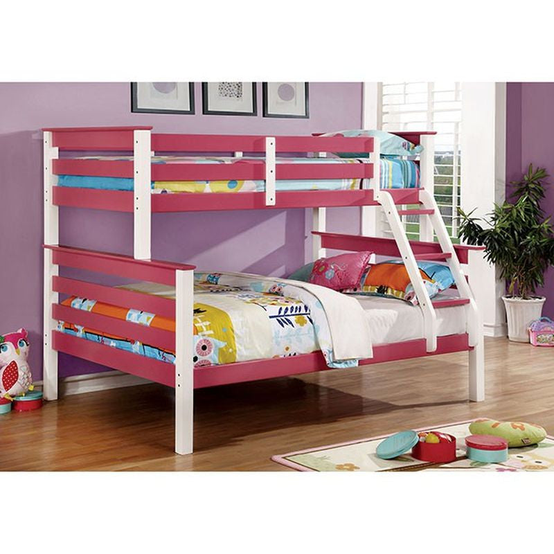 Lorren Pink/White Twin/Full Bunk Bed Bunk Bed