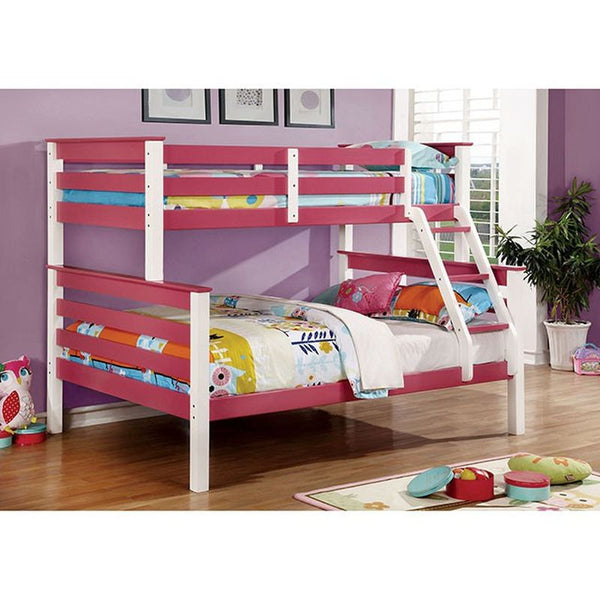 Lorren Pink/White Twin/Full Bunk Bed Bunk Bed