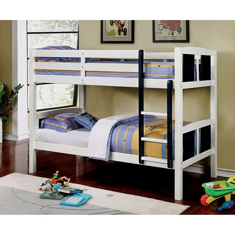 Corral Blue/White Twin/Twin Bunk Bed