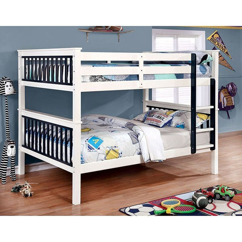 Corrin Blue/White Full/Full Bunk Bed