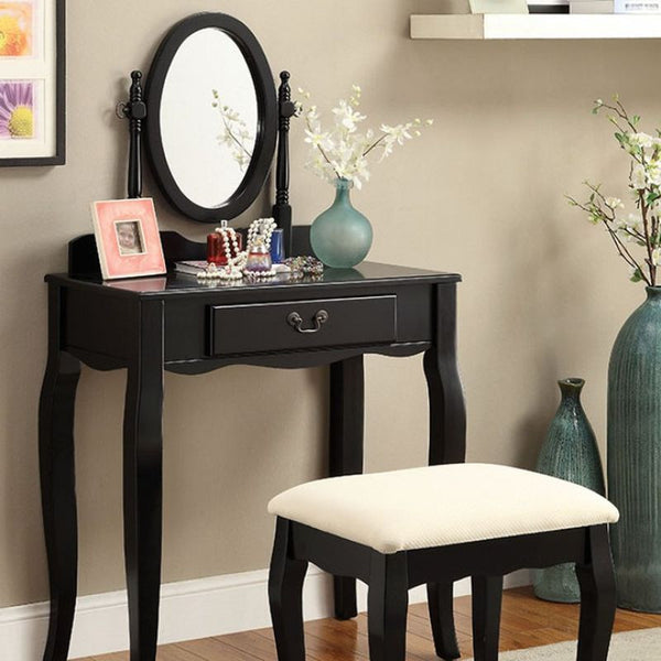 Samantha VANITY W/ STOOL, BLACK