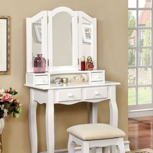 Janelle VANITY W/ STOOL, WHITE