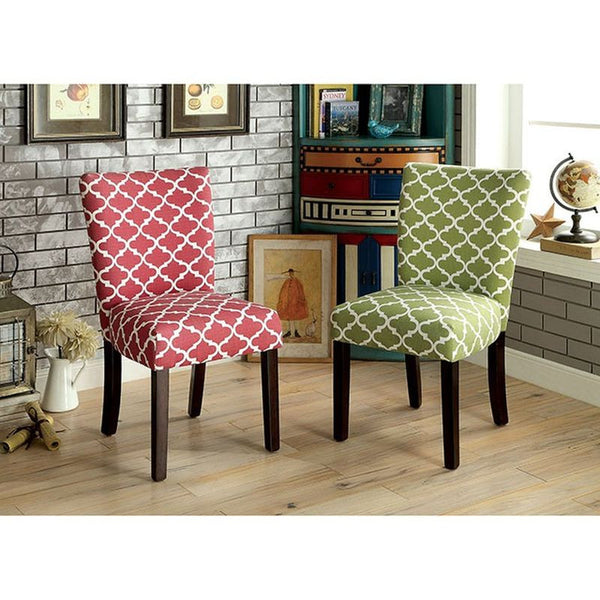 Capri I Green Quatrefoil Pattern Side Chair