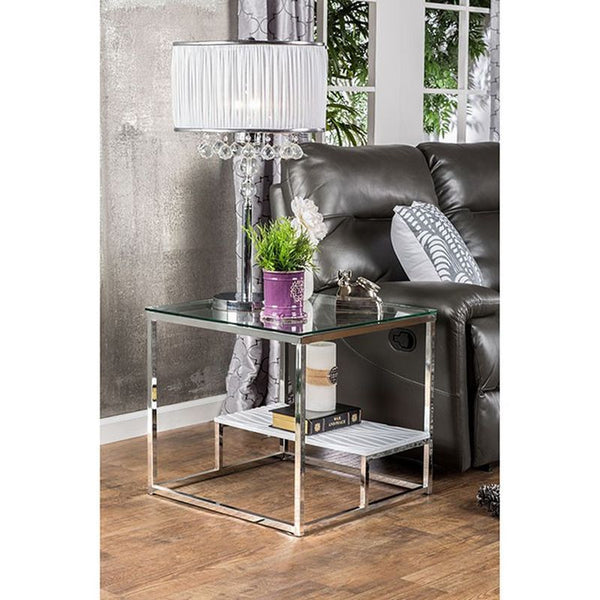 Vendi White/Chrome End Table