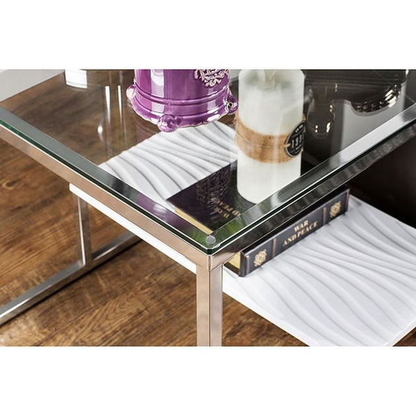 Vendi White/Chrome End Table