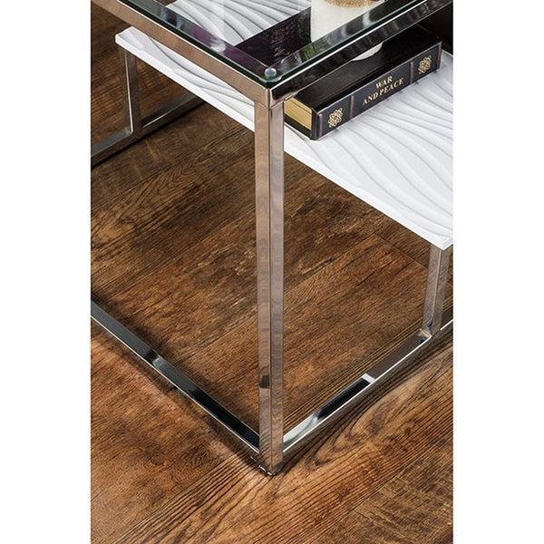 Vendi White/Chrome End Table